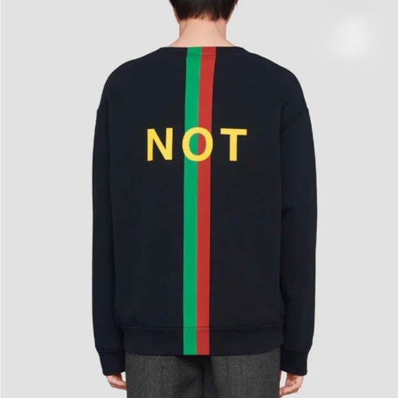Gucci “Fake/Not” Print Cotton Jersey Sweatshirt 'Black' - Picture 4 of 11